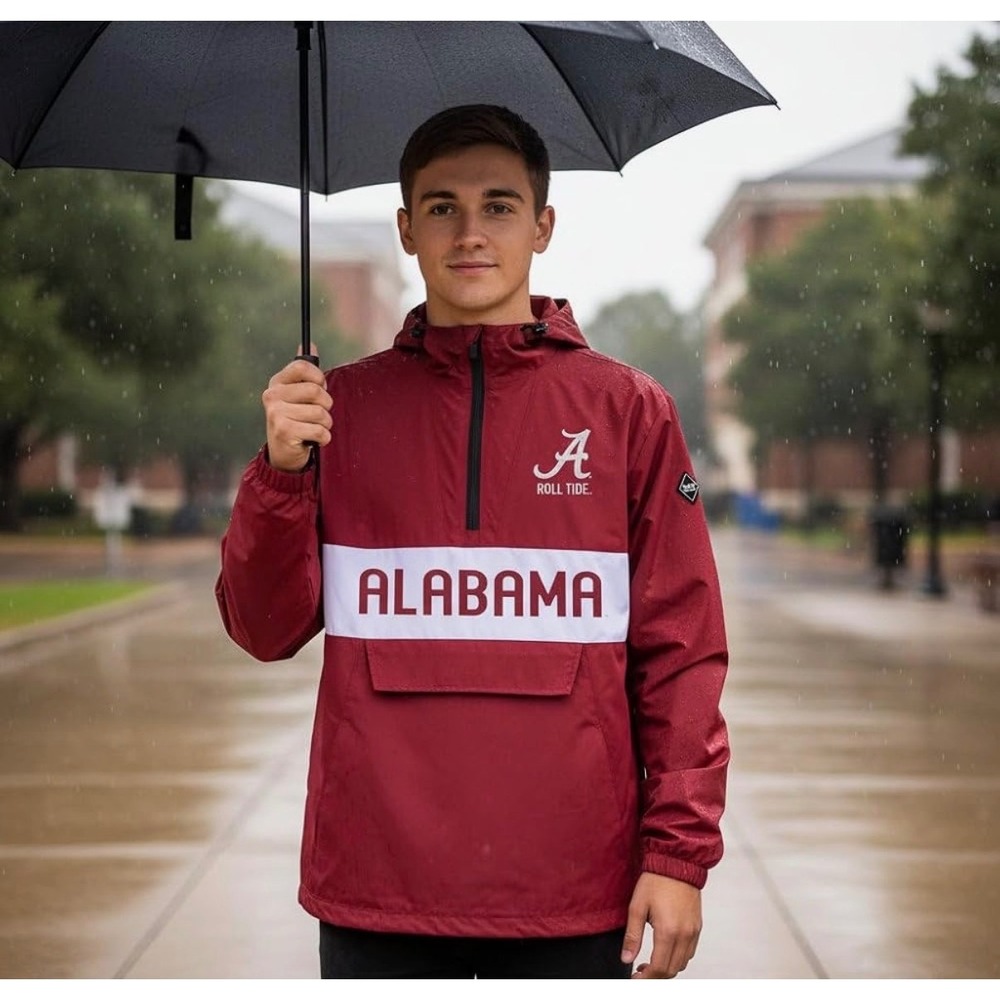 NEW Alabama Crimson Tide Medium Alpha Anorak Windbreaker Jacket Red Mens